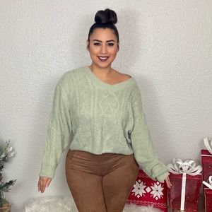 Fuzzy Green Sweaters NEW